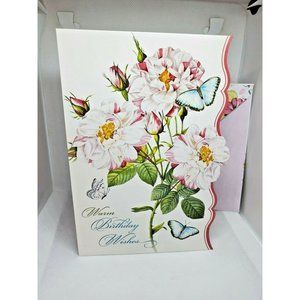 Warm Birthday Wishes Thoughts & Inspiration Floral Blue Butterfly Greeting Card